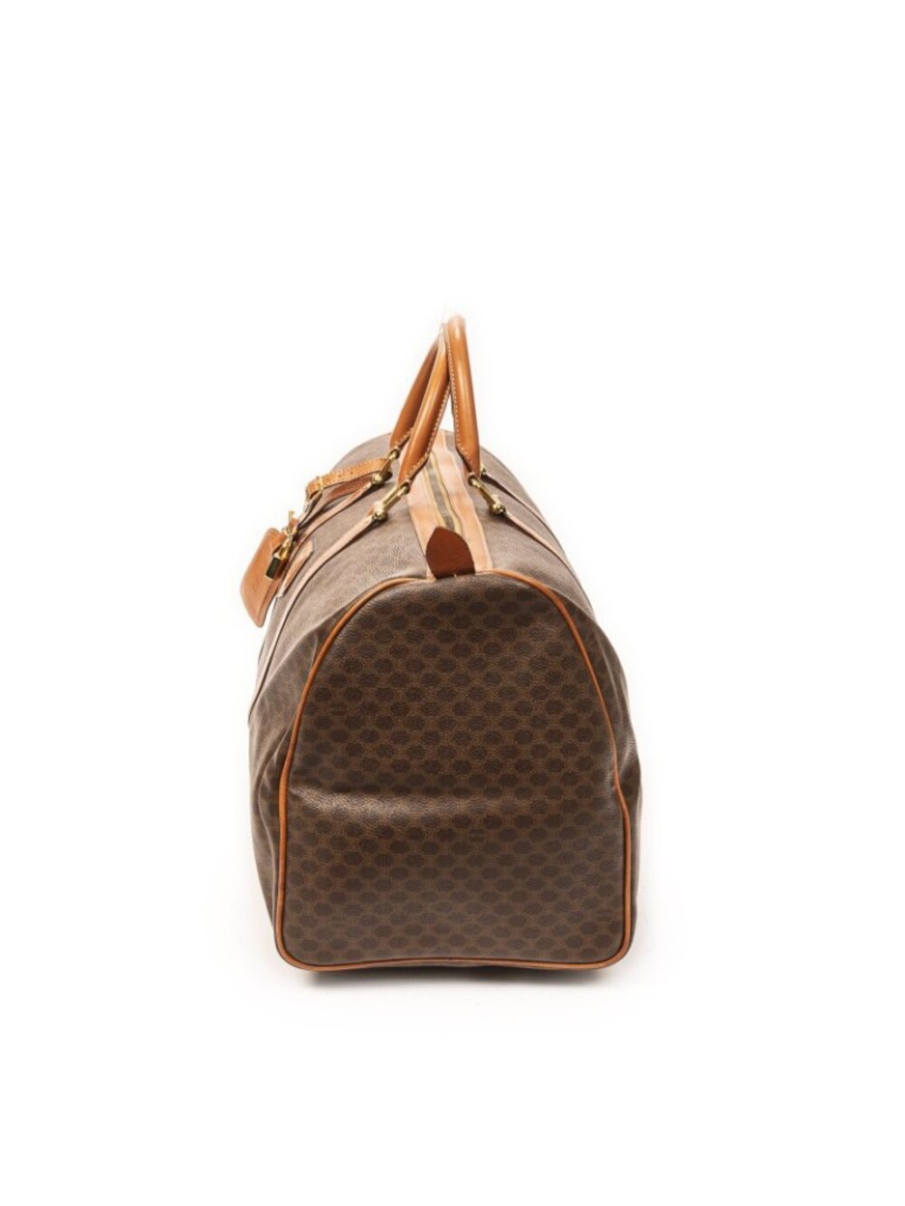 Celine Vintage Large Travel Boston Brown Macadam Canvas Shoulder Bag - Picture 3 of 10
